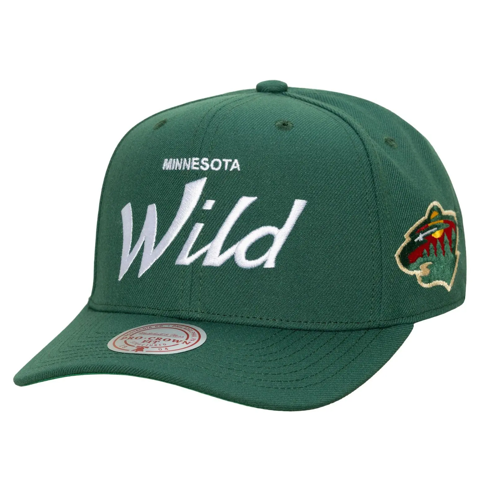 Minnesota Wild Green Head Coach Pro Crown Snapback Hat NHL Throwback Cap Adjustable Fan Gear Mitchell & Ness