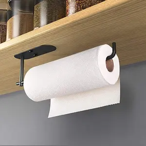 No-drill 304 solid stainless steel kitchen paper towel holder wall-mounted storage rack no-nail bathroom toilet paper holder