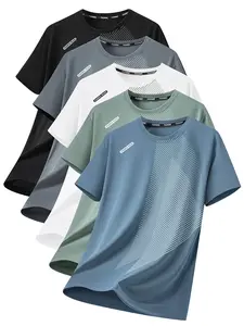 Mr.Pink.Pack of 5 men’s casual sports T-shirts; summer quick-dry men’s athletic short-sleeve shirts; stretchy, breathable printed men’s fitness training short-sleeve T-shirts—suitable for sports, and casual wear. tiktokshopspringglowup T-Shirts