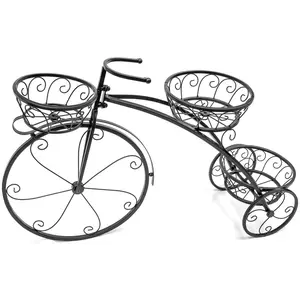 Tricycle Flower Pot Stand - Parisian Style Plant Holder with 3 Round Baskets