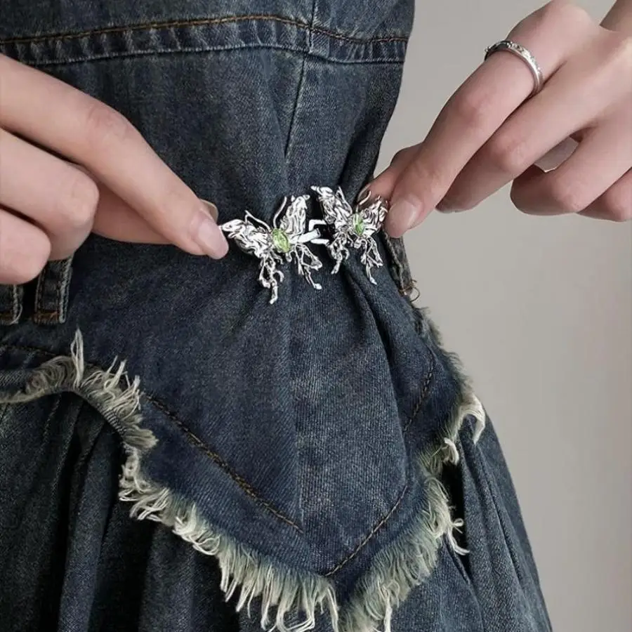 Hollow Out Butterfly Design Waist Closure Button, 1 Pair Unique Metal Decorative Buckle, Sewing Accessories for Jeans Skirt Dress, Festival Gifts
