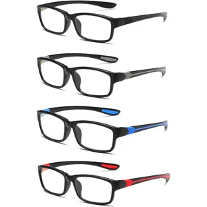 Reading Glasses Men 4 Pairs Ultra Light TR90 Sports Style Blue Light Blocking Readers+2.0