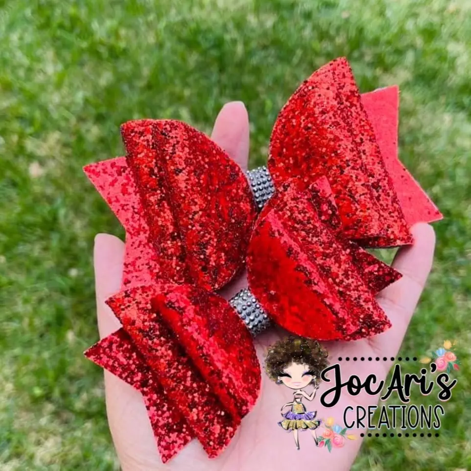 Ruby Red Faux Glitter Bow
