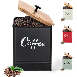 Airtight 40 oz Large Iron Black Coffee Canister Airtight Storage Container for Coffee Grounds Beans Pods, Ideal Coffee Bar Accessories & Gifts