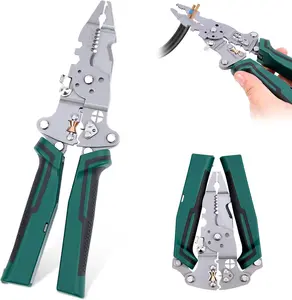 16-in-1 Multifunction Foldable Wire Stripper & Voltage Tester, Professional Electrical Multi-Tool Pliers, Cable Cutter & Wire Crimping Tool, Electrician Repair Kit with Test Pen, Heavy Duty Cable Peeler & Terminal Crimper for Repair Work Electricians