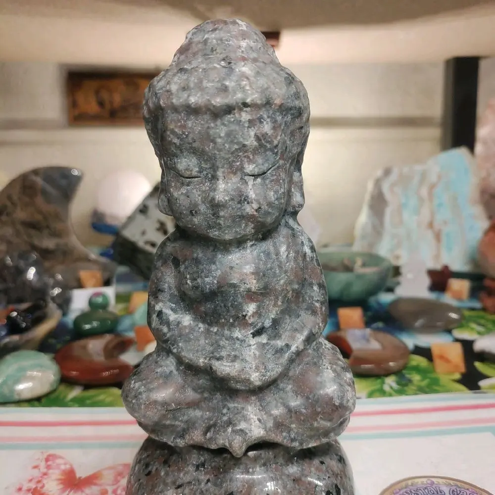 Yooperlite Crystal Buddha Carving, Natural Gemstone Decor for Home Meditation