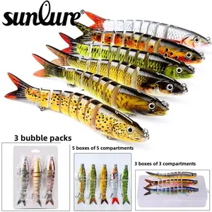 Multi Jointed Swimbait 13.5cm 19g Hard Fishing Lure Realistic 8-Segment Sinking Bionic Bait for Pike Bass Musky Freshwater Saltwater Fishing Tackle