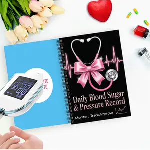 1-inch blood glucose and blood pressure logbook, daily blood glucose and blood pressure record - health tracking journal for monitoring blood glucose and blood pressure, weekly glucose and blood pressure diary with pink stethoscope and bow heartbeat desig