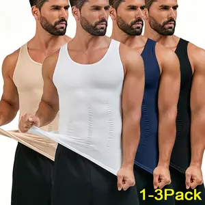 1/2/3 Pack Mens Body Shaper Vest, Gynecomastia Compression Shirts, Tummy Control Undershirts Muscle Tank Top Workout Shapewear