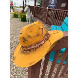 American Hat Makers Drifter Distressed Burnt Honey Yellow Felt Western Cowboy Hat AHMDH