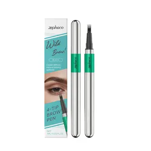 Zephoco 3D Natural Four-Prong Eyebrow Pencil Black 3D Color Rendering Smudge-Proof Suitable for Beginners