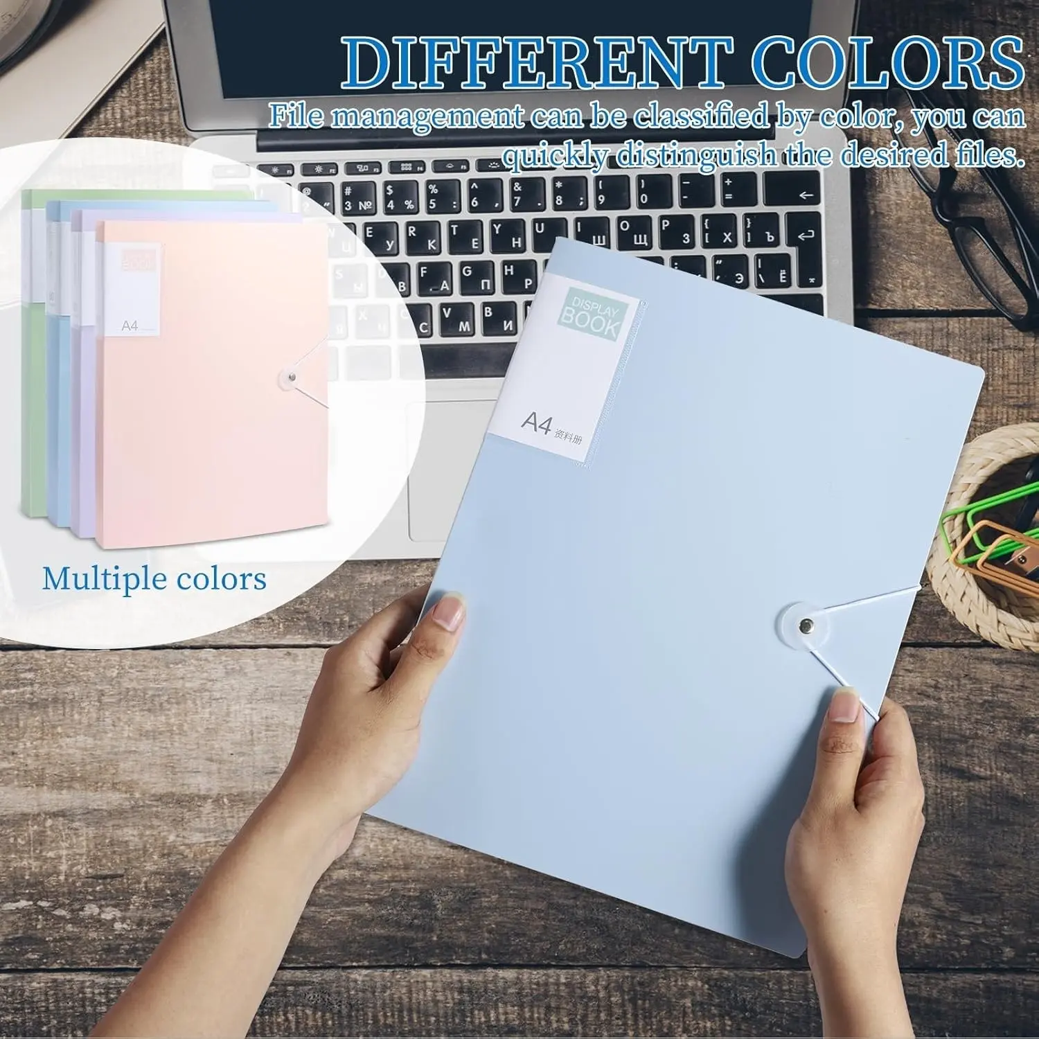 A4 Folder with 60 Pockets for Exam Papers and A4 Documents, High-Transparency and Waterproof PP Material, Ideal for Home, School and Office Organization, Expanding File, Paper Organizers, Office Supplies