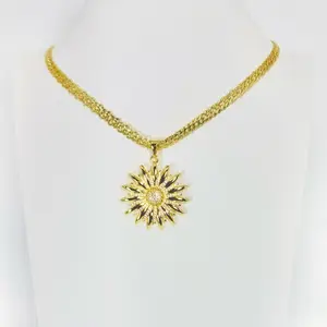 Spanish Chain with Sunflower Pendant 20 and 18 Inches Long Model Jewelry Accessory cod 1147379