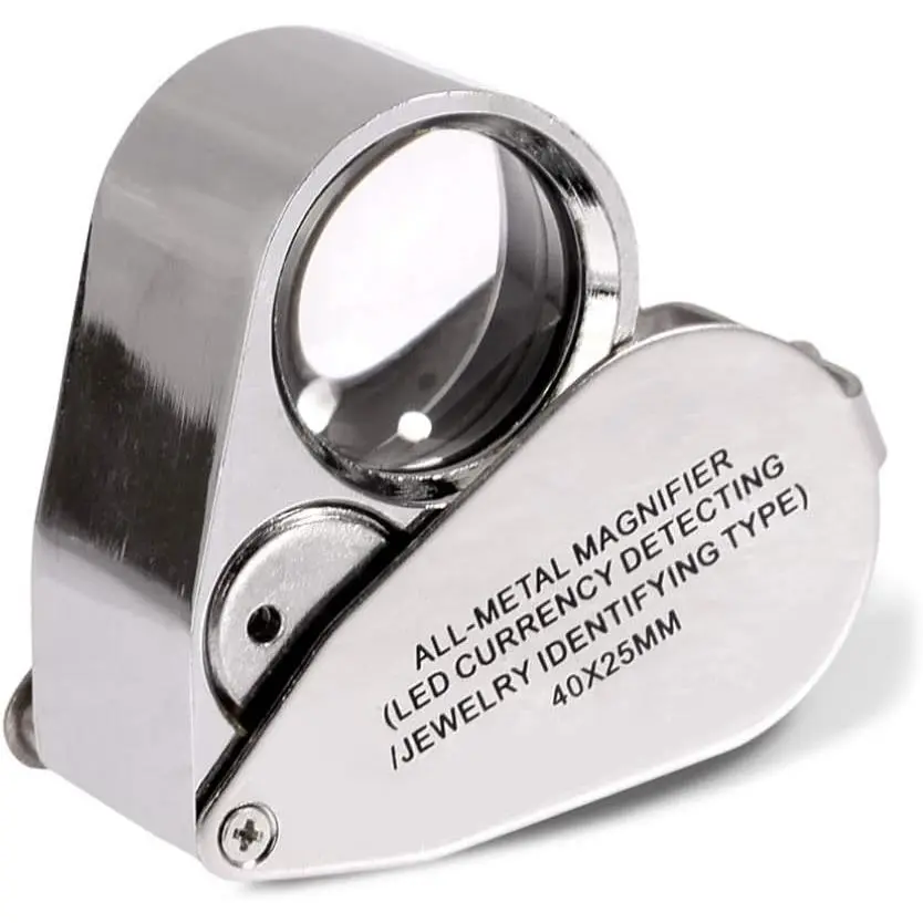 40X Jewelers Loupe, LED Light Illuminated Folding Magnifying  Eye Magnifier (LED  Detecting/Jewlers Identifying Type Lupe)