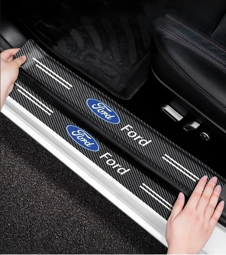 4pcs New Car Anti Scratch Door Threshold Plate Sticker For Ford Focus 2 3 1 Fiesta MK1 MK2 MK3 MK4 MK5 MK6 MK7 Fusion Ranger, Decal For Cars, Car Decals