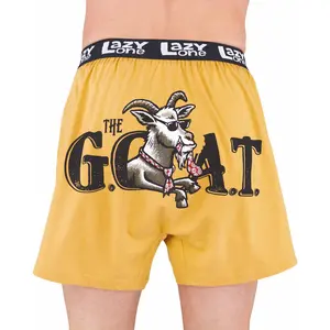 LazyOne | The G.O.A.T Men's Funny Yellow Boxer - Funny Animal Boxers, Novelty Boxer Shorts, Gag Gifts for Men, Humorous Underwear for Men Cotton Fabric