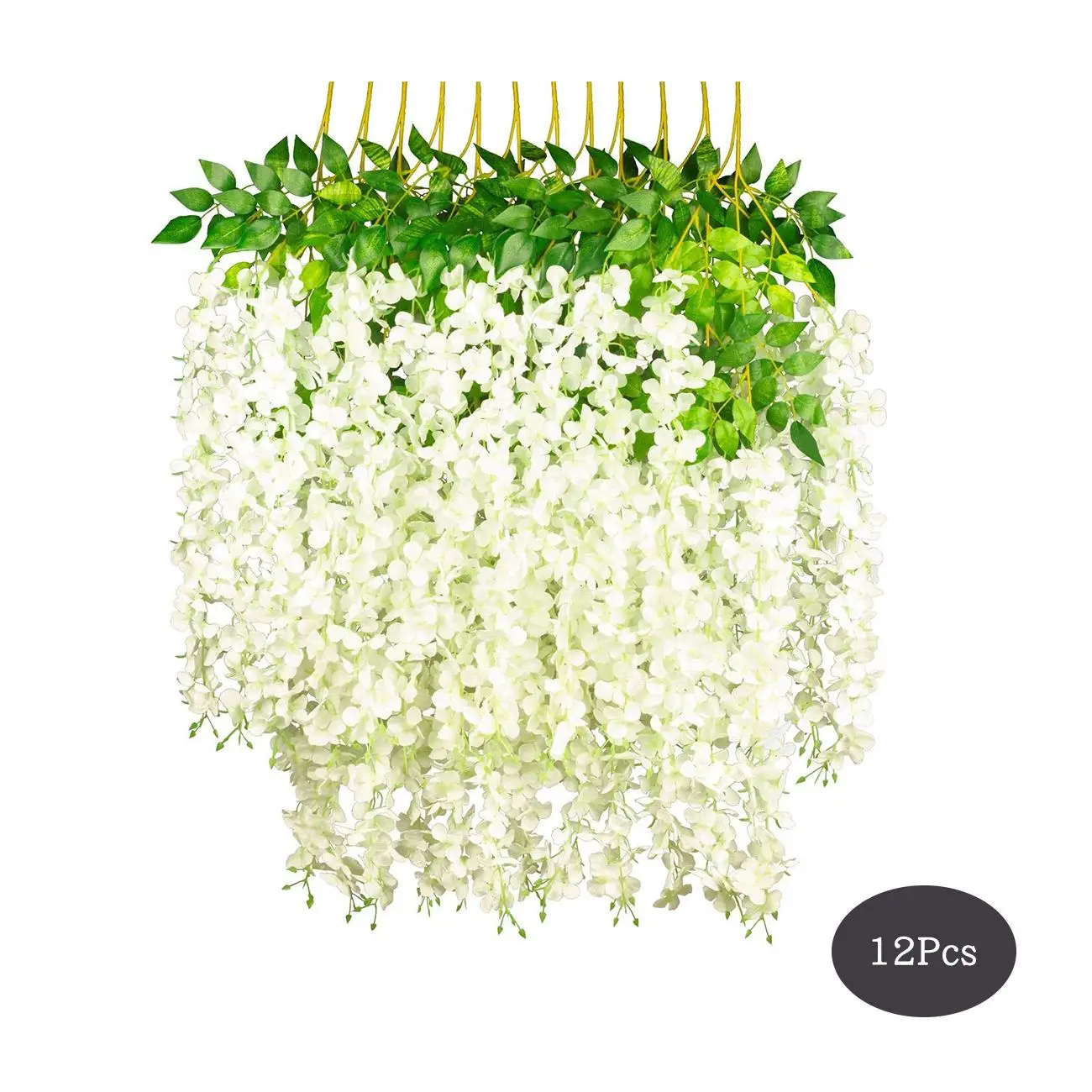 Hanging Artificial Wisteria Flower, 12pcs Lifelike Hanging Fake Rattan Flower, Greenery Decoration for Indoor Outdoor Garden Wedding Party, Outdoor Fa