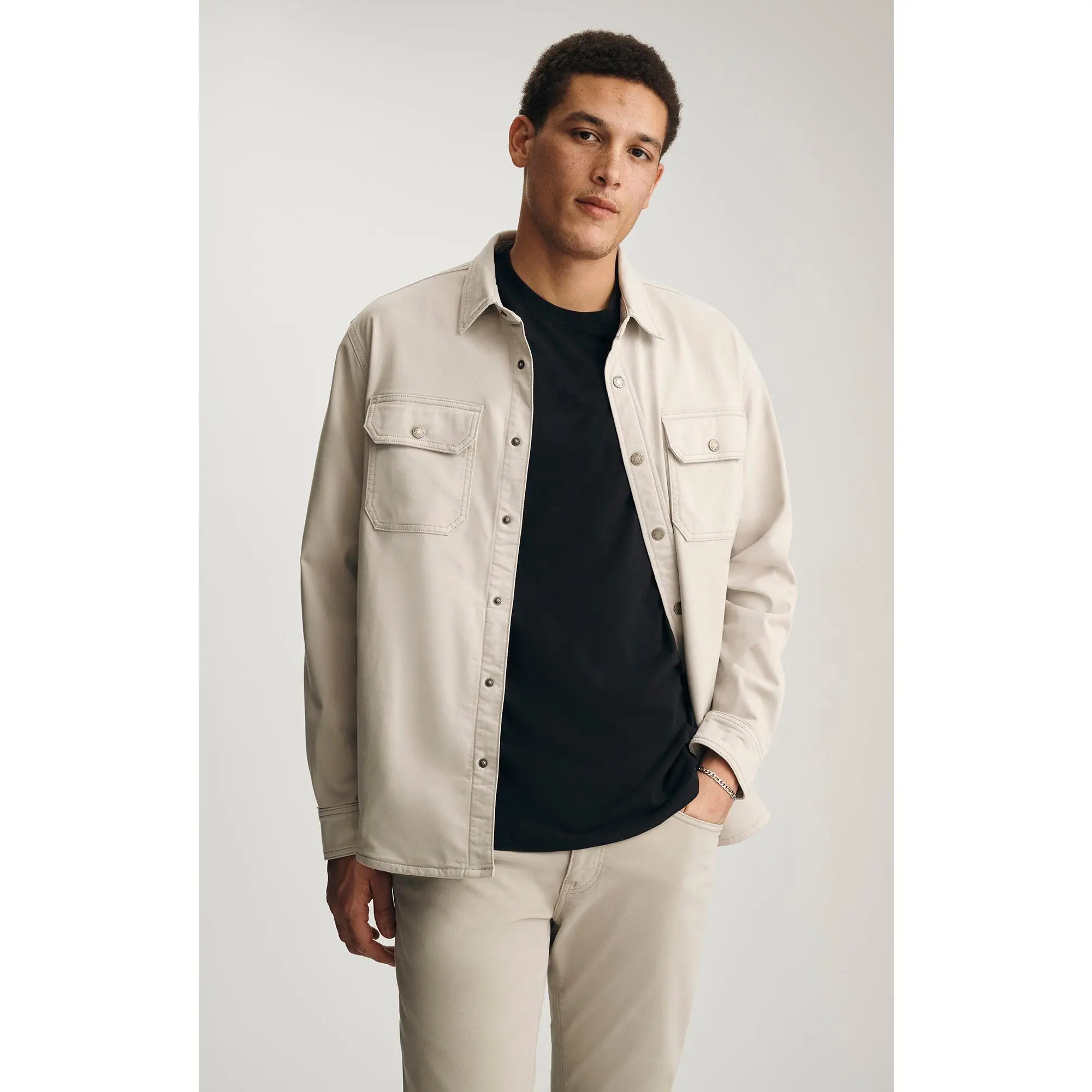 Mavi Men's Asher Heritage Look Denim Overshirt - Menswear Tops, Classic Cut, Long Sleeve, Collared Neck, Cotton Button-Down, Casual Matching Top, Light Beige Wash