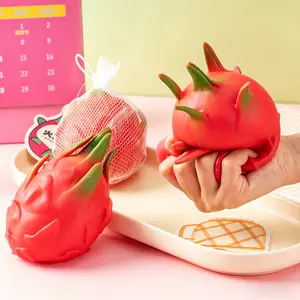 Dragon Fruit Squishy Toy | Soft Squeeze Fidget Toy for Kids and Adults | Fun Sensory Play at Home Office Classroom | Novelty Fruit Stress Ball