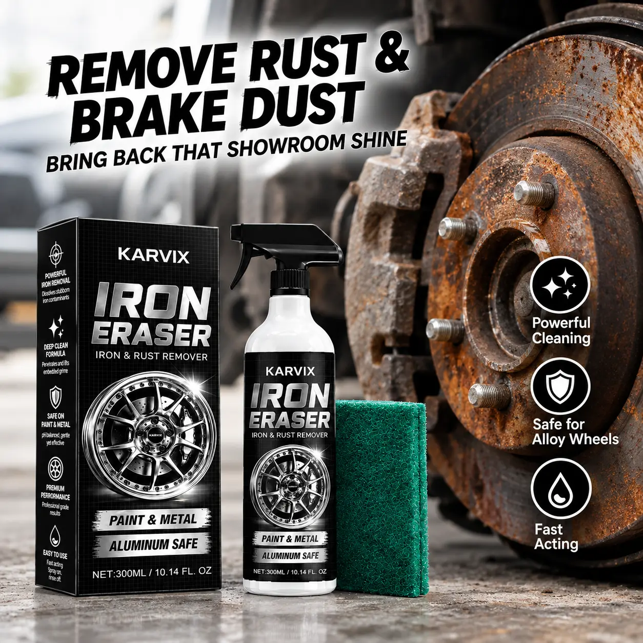 Automotive Rust Remover Spray Heavy Duty Iron Remover Deep Stain Removal Iron Eraser Easy to Use,Spray and Wipe Premium Products for Metal Cleaner Perfect for Rust Removal in Cars and Homes