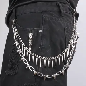 Punk Spikes Pants Chain Heavy Metal Wallet Chain Goth Emo Aesthetic Multilayer Jean Chain Belt Rock Hip Hop Club Rave Party Streetwear Gift,summerwins