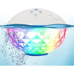Pool Speakers with LED Lights,IPX7  Floating Speaker,Stereo Sound,Built-in Mic,Shower Speaker for Hot Tub,Kayaking,Outdoor Travel,Picnic (Updated)