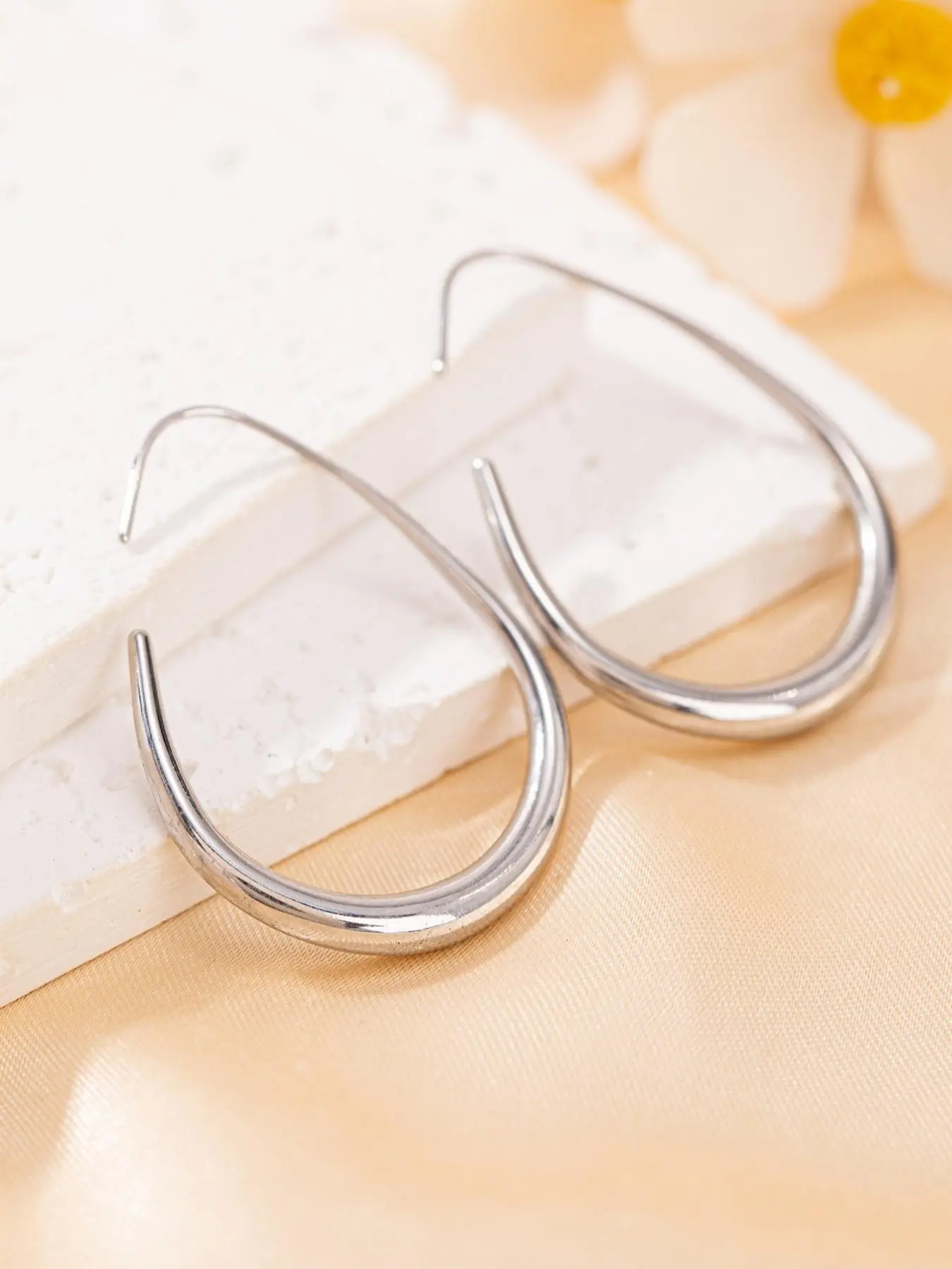 Women's Elegant Geometric Oval Hook Earrings, Hoop Earrings, Simple Daily Wear Fashion Jewelry, Stylish Design for All Occasions