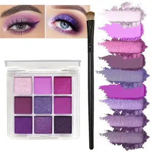 9-Color Eyeshadow Palette with Brush, Matte & Shimmer, High Pigmentation Makeup, Ideal for Music Festivals, Carnival Looks, Glitter Shimmer Eyeshadow
