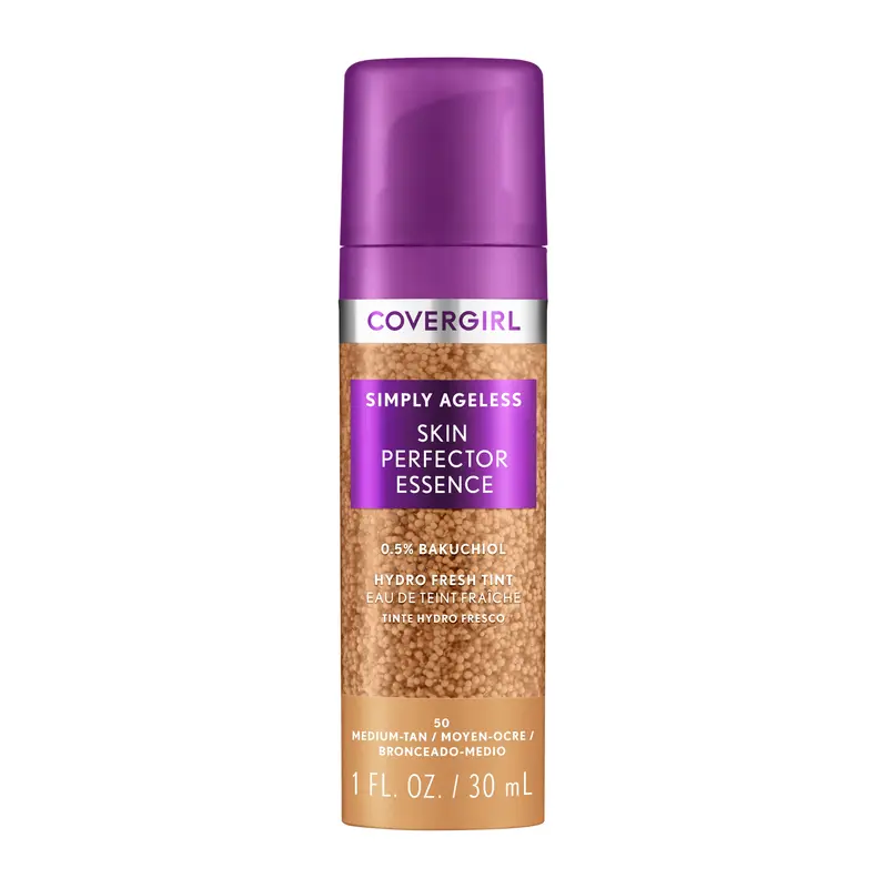 COVERGIRL Simply Ageless Skin Perfector Tinted Essence Serum - 1-1.9 fl oz, Hydrating Buildable Pigmented Skin Tint, Blendable Radiant Bare-Finish, Cruelty-Free, Brush-Applicable Adult Cosmetic Makeup Product for Skincare