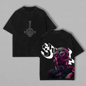 Ghost Band Unisex Oversize Rock Band Washed Heavyweight Cotton T-shirt, Gift For Rock Music Lovers , Gothic Punk Emo Grunge Y2K Outfits