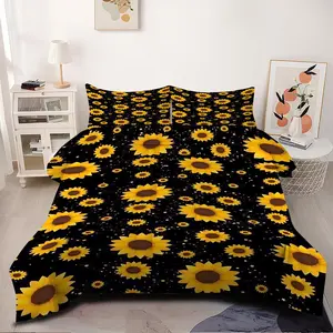 2/3Pcs Sunny Delight Floral Comforter Set, Cheerful Yellow Sunflower and Daisy Bedding Set, Whimsical Pattern for Cozy Bedroom Decor, Perfect for Brightening Up Your Space!1 or 2 Pillowcase No Pillow Core