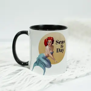 Seas The Day Vintage Mermaid Pinup Coffee Mug