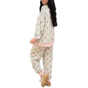 Ultimate Cozy Christmas Vibes Matching Family Pajamas Set for Women Super Soft Festive Print Long Sleeve Cotton Loungewear Perfect for Christmas Morning Photos Nightwear Fabric Womenswear Christmas Pajama Pants Flat Homewear Pjs Pyjamas Floral Green