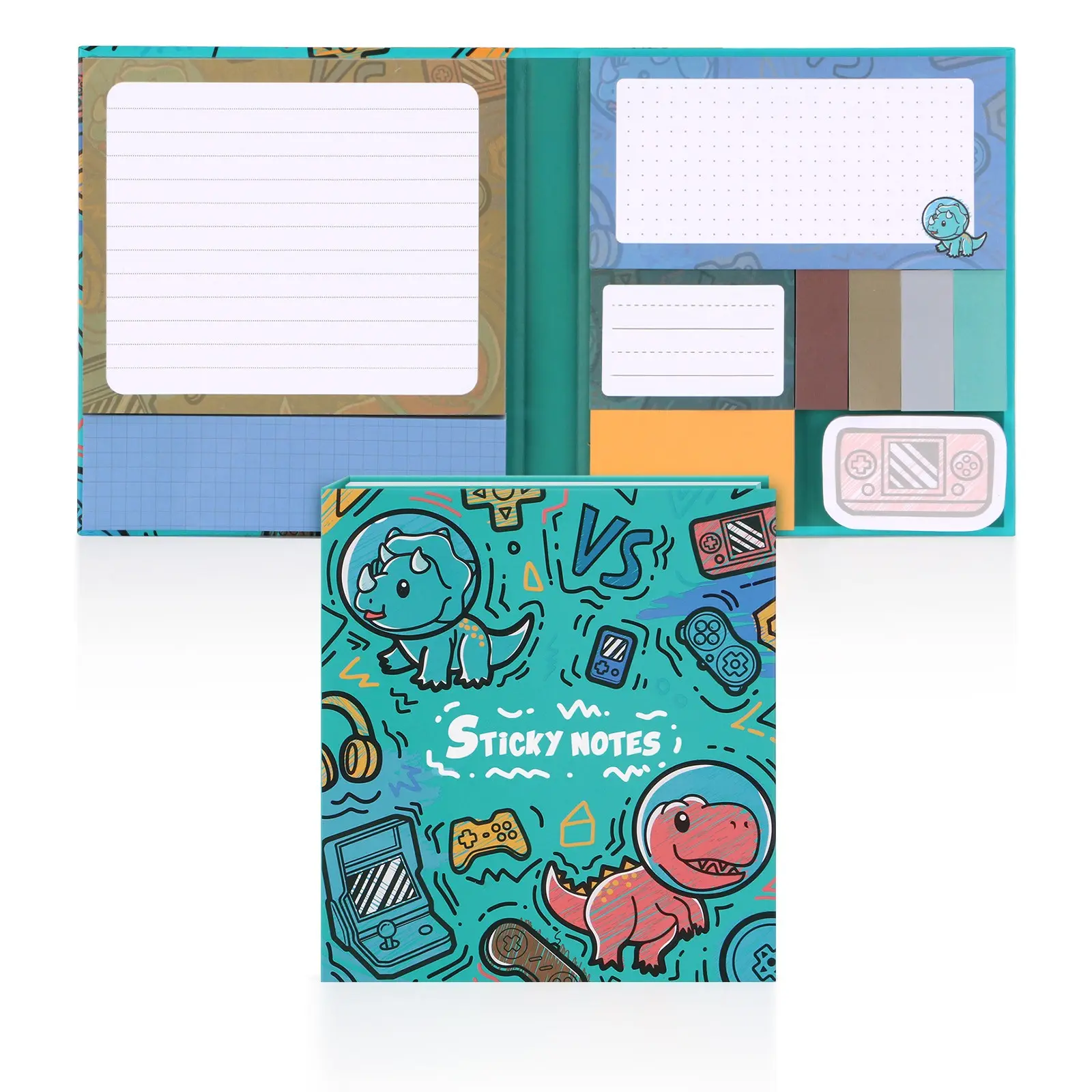 Dinosaur Sticker Notebook, Creative Sticky Notes, Multiple Sizes, 490 Sheets/set, Cover Included, Ideal for Bullet Journals and Organization, Perfect Gift