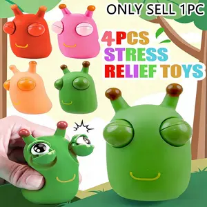 Fun Pop-Up Grass Bug Squeeze Stress Relief Toy, Eye Bounce Worm Compression Fun Toy, Anti-Stress Relaxation Toy, squishy fidgets, Birthday/easter Gift