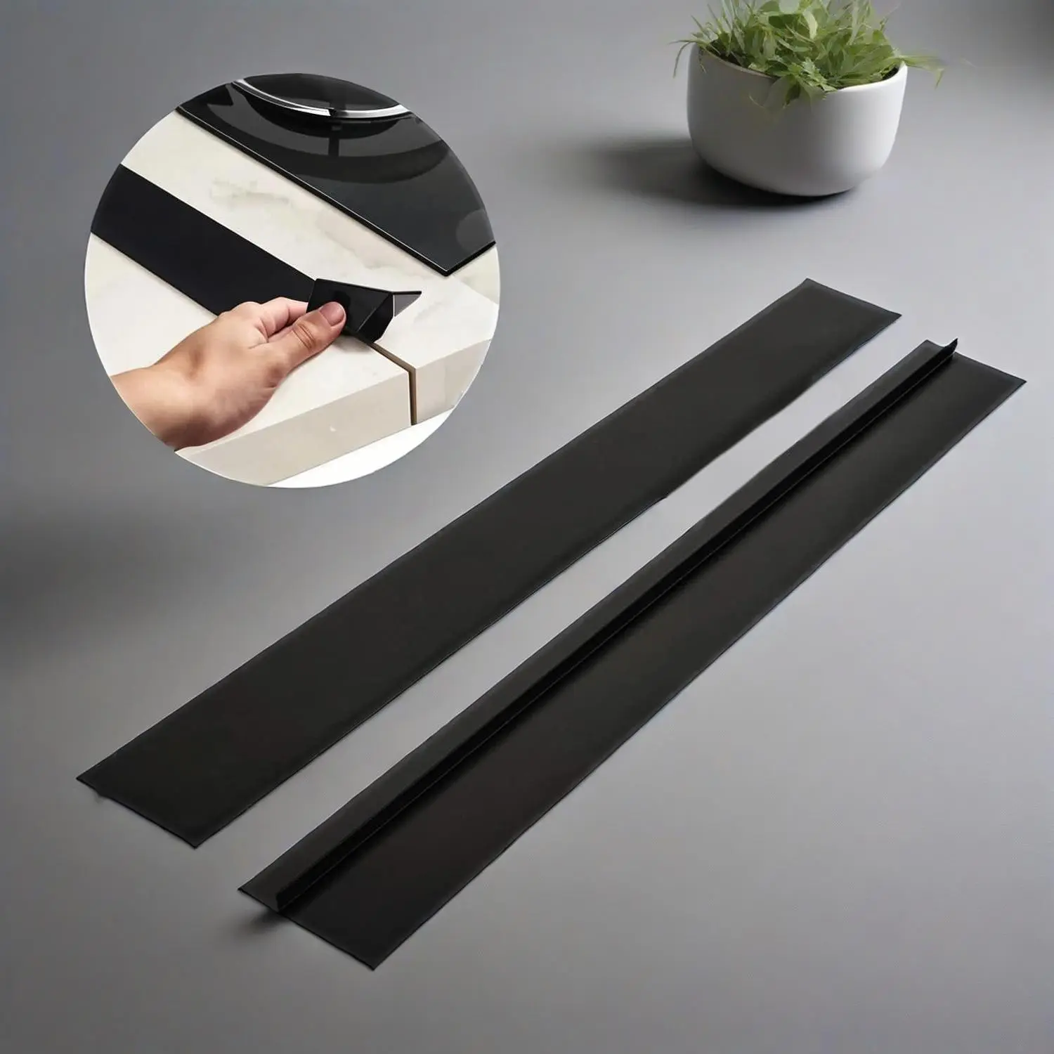 Silicone Stove Counter Gap Strips (1/2Pcs) - Heat Resistant Kitchen Countertop Guard, Spill-Proof & Anti-Stain Sealing Filler, T-Shape Flexible Flexible Gap Cap Covers for Cracks, Spills, Crumb, Debris Prevention