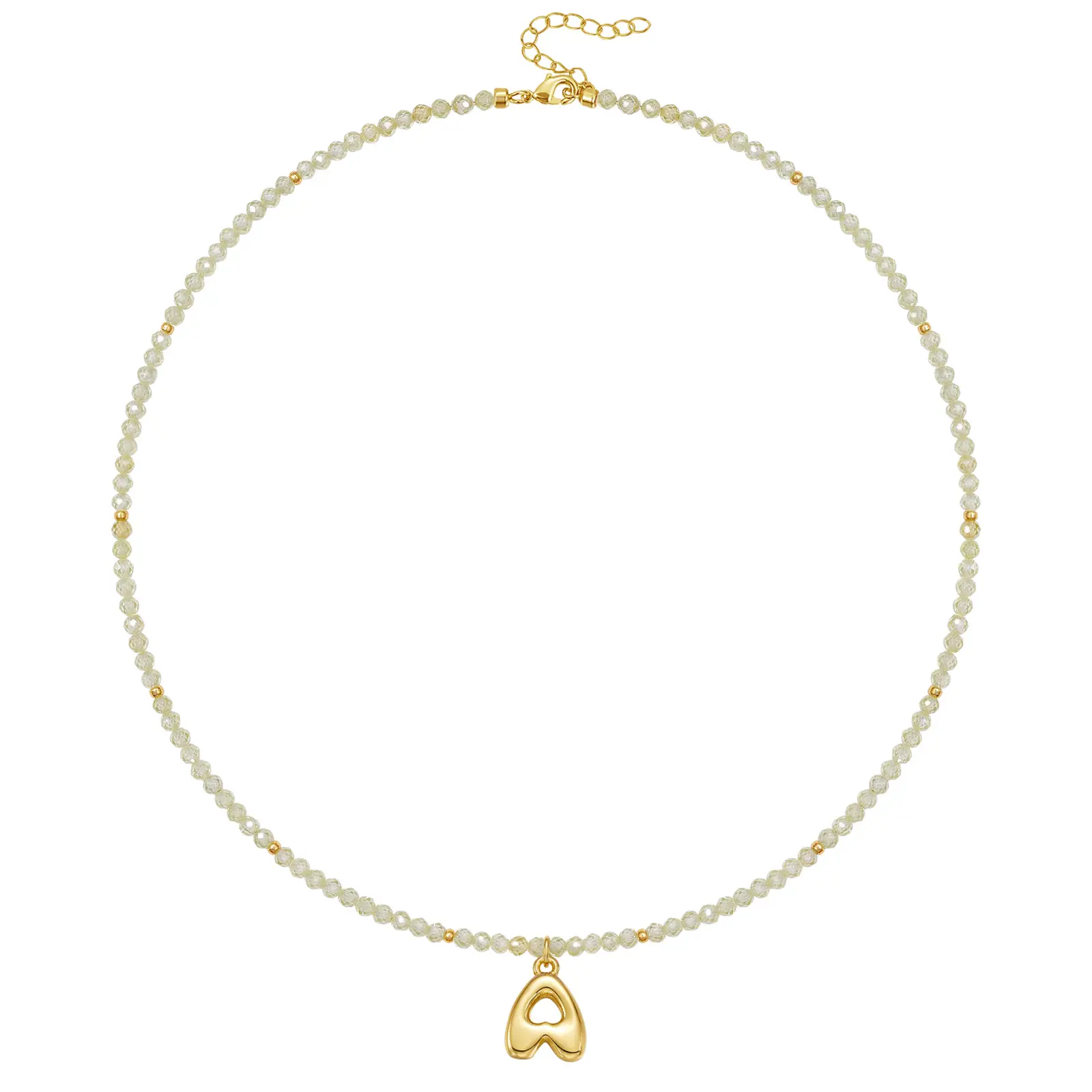 KISSYAN Beaded Initial Necklace for Women, 14K Gold Plated Bubble Letter Pendant Rainbow Gemstone Choker Colorful Summer Beach Jewelry