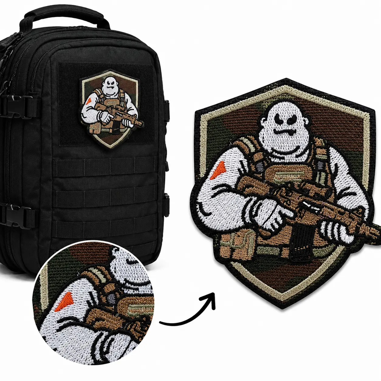 Funny Cartoon Yeti Tactical Morale Patch for Kids & Adults, Polyester Embroidered, High-Density Stitching, Vibrant Threads, Durable Edges, Hook-and-Loop Velcro Backing, Tactical Look for MOLLE Backpack/Vest/Molle Panels