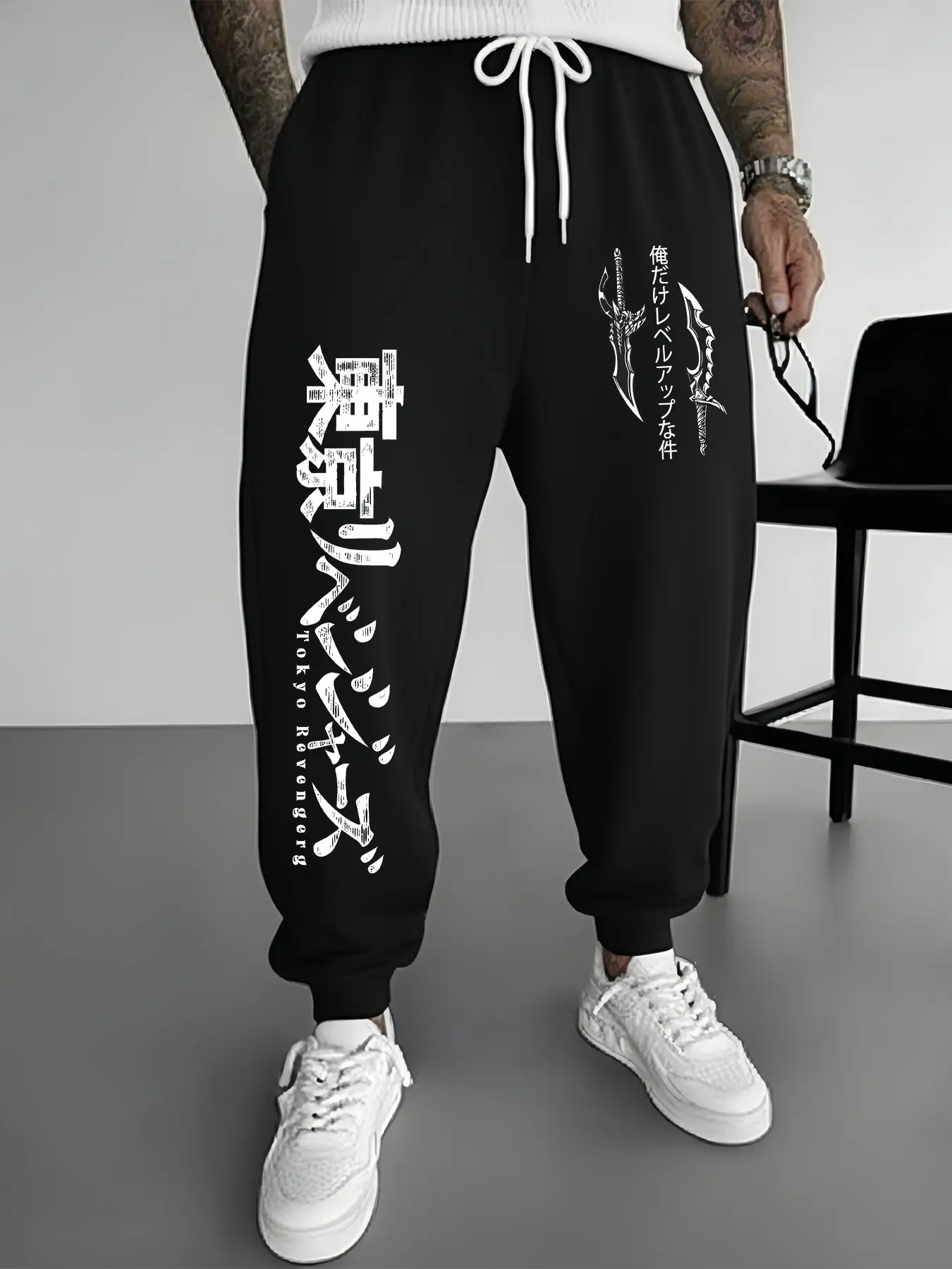 Anime Print Casual Pants, Men's Heavyweight Pants, Women's Stylish Skinny Jogger Pants with Drawstring Waist, Fitness & Casual Streetwear, Fitness Trousers