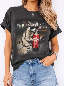Funny Raccoon Meme Shirt, Dr Pepper Raccoon Tee, Viral Animal Graphic T-Shirt, Gen Z Dank Meme Shirt, Trendy Streetwear Tee