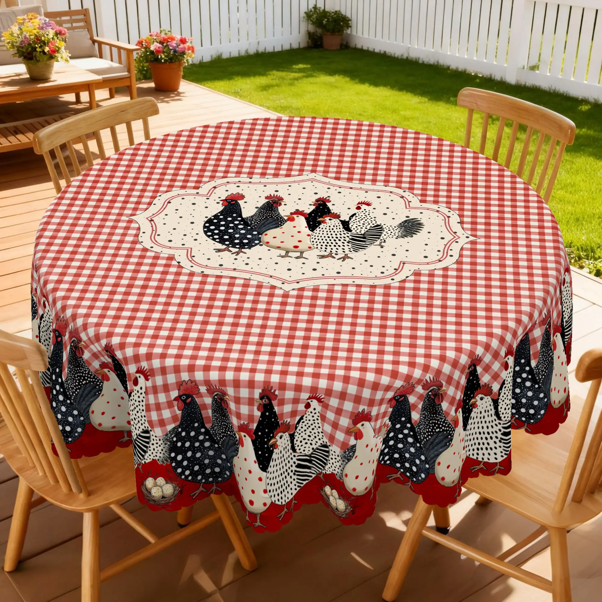 Rooster Printed Vintage Table Cloth, Retro Farmhouse Chicken Pattern Table Covers, Camping Essentials Home Decor, Party Supplies Kitchen Dining Table Decor for Indoor Outdoor Festival Picnic Birthday Room Decor Perfect Gift