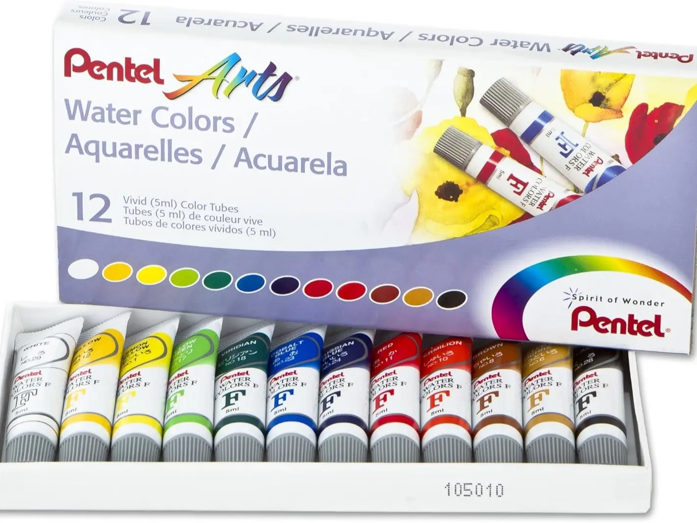 PENTEL ARTS Water Color Set - Assorted, 5ml Tubes, 12 Color Set