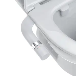 Ultra-Slim Non-Electric Bidet Attachment for Toilet, Dual Nozzle Self-Cleaning Sprayer, Adjustable Cold Water Pressure, Rear & Feminine Wash with Chrome Dial, Easy Installation