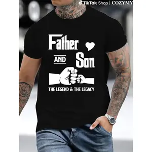 Father and Son Matching T-Shirts- "FATHER AND SON" Quote with Fists Beating Design, 100% Cotton, Crew Neck, Short Sleeve- Perfect for Casual Wear, Father'S Day, Spring/Autumn, Everyday Tshirt | Father Son Theme | Skinfriendly Material, Fathers Day Gift