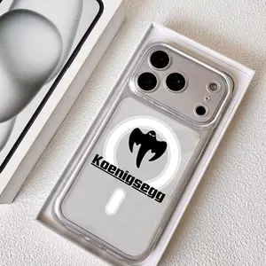 Luxury Car K-koenigsegg Logo Phone Case for iPhone 17 16 15 14 13 12 11 Pro Max Plus Clear Magnetic Phone Case – Anti-Yellow For MagSafe Slim & Lightweight Precision Cut Camera Protection, Shockproof Scratch-Resistant Transparent Case