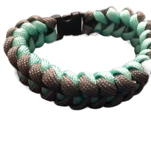 Shark Jaw 7in Teal/Grey Paracord Bracelet - Durable Design with Intertwined Twists