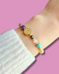 Saint Benedict & Evil Eye Protection Bracelet, Red String, Natural Stone Beaded Bracelet, Adjustable Handmade Bracelet for Women