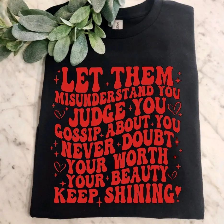 let them shirt motivational popular trendy retro Short Sleeve Top Cute Tshirt black and red graphic tee