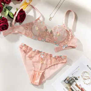 Erotic Lingerie Sexy Set Bra + Back Gathering Shaping Open Panty Mesh Yarn Underwear Set Sensual Valentine'S Day Intimates Ensemble Sexi Lingeri Girl Women Sexy Costume Perspective Pajamas Lingerie Four Piece Set