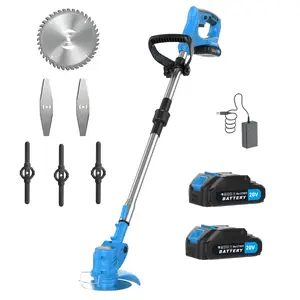 3-in-1 Cordless Weed Trimmer & Lawn Mower – Electric Trimmer, Edger, and Brush Cutter with Adjustable Height and Rotating Head; Includes 2 High-Capacity Batteries; Easy Assembly and Lightweight Design; Ideal for Small Yards and Patios.